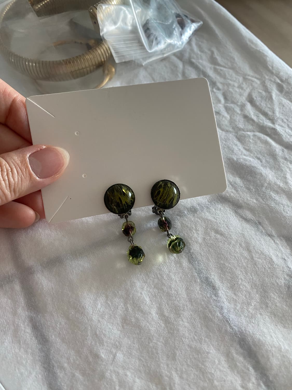 귀찌 빈티지 그린톤 드롭 귀걸이 상품이미지3