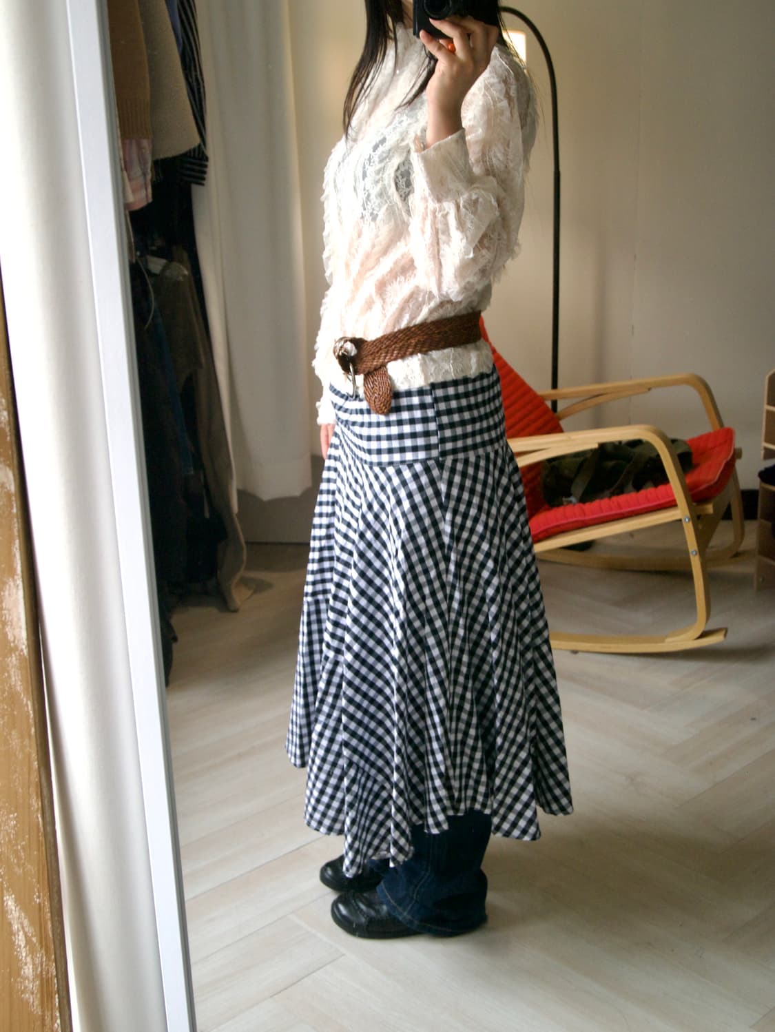 check pattern long skirt 상품이미지7