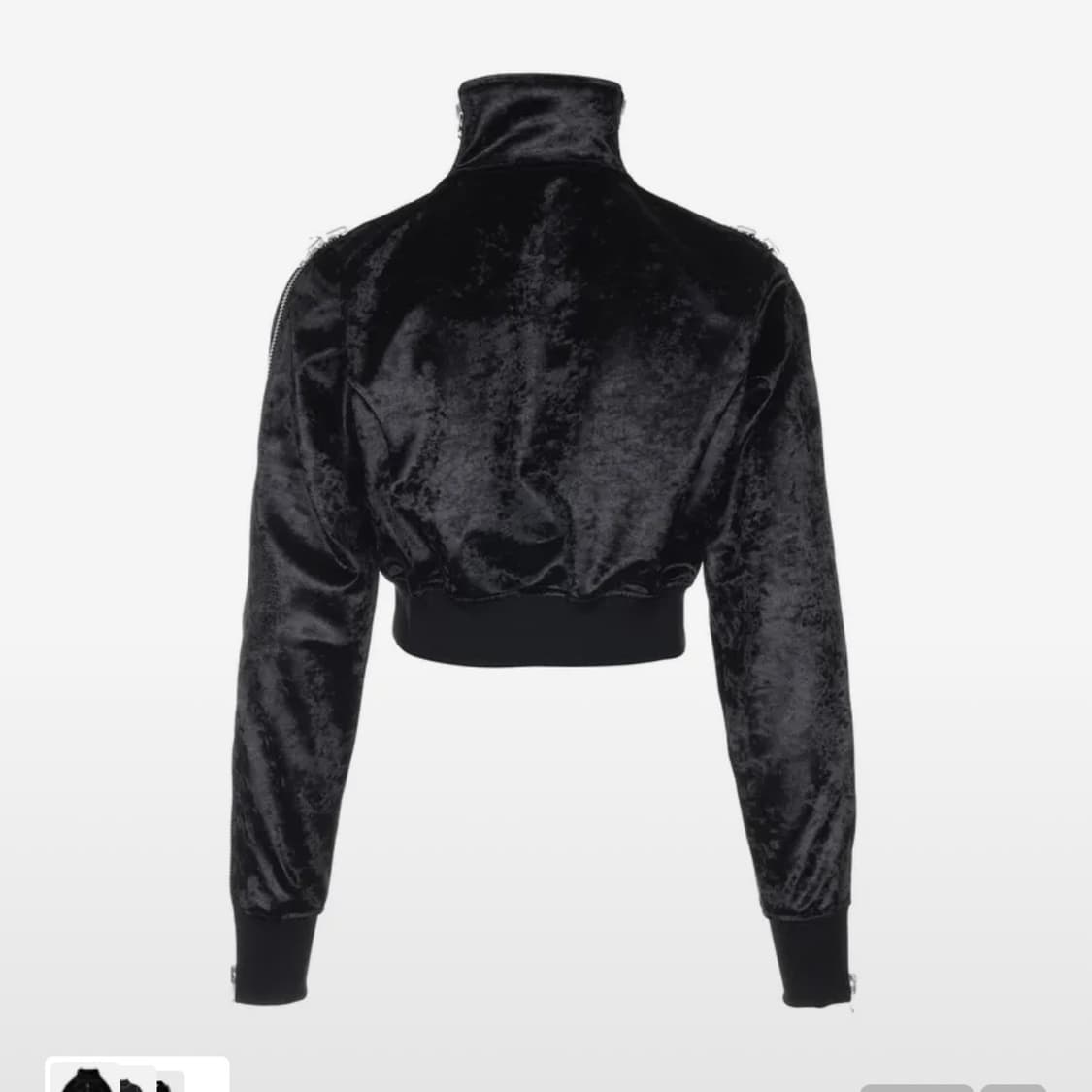 써저리 사이드 지퍼 벨벳 크롭 트랙 자켓 블랙 상품이미지4