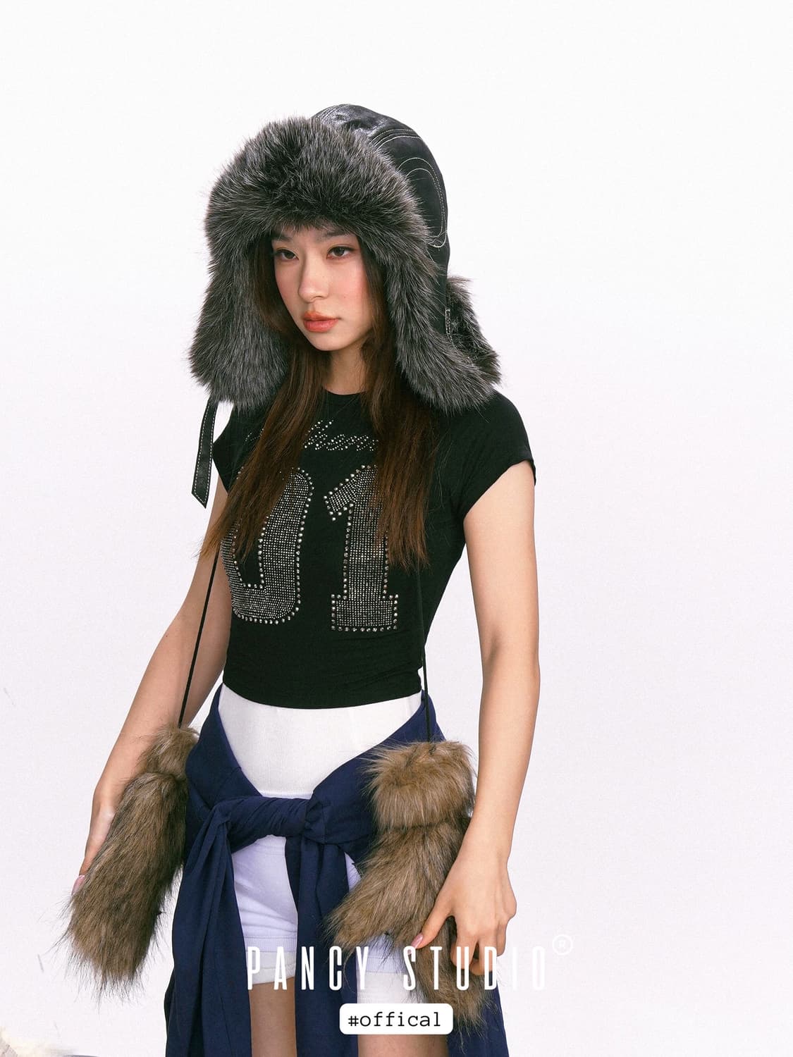 Pancy studio 트루퍼햇 군밤모자 블랙퍼 귀도리 방한모자 오네갸루 상품이미지1