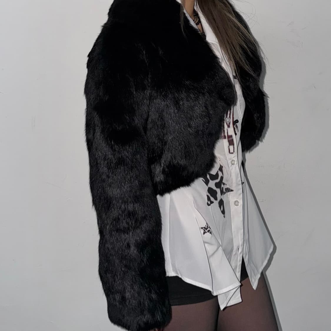 블랙 볼레로 토끼 퍼 자켓 상품이미지1