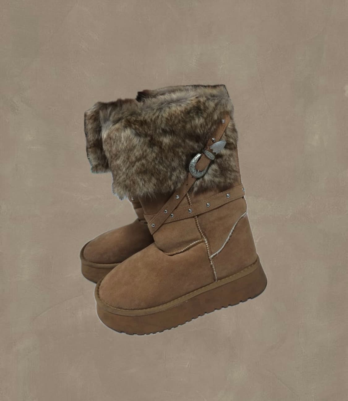 ꧁Western belt fur boots꧂ 웨스턴 퍼 부츠 상품이미지1
