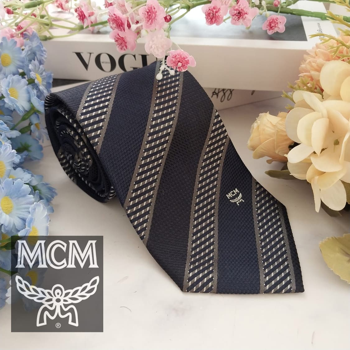 MCM 실크 스트라이프 텍스처 넥타이 8.1cm A+등급 K1553
 상품이미지1