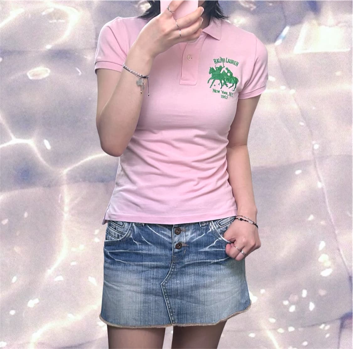 폴로 랄프로렌 뉴욕 더블 빅포니 치프키프 반팔 카라 티셔츠 베이비 핑크 상품이미지3
