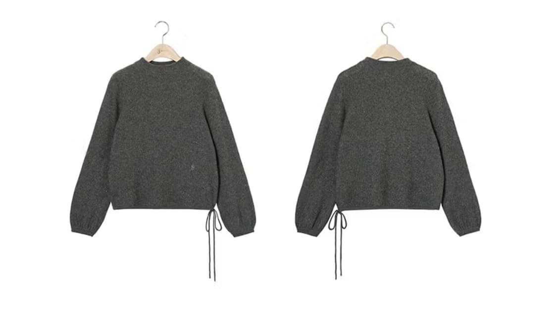 25FW 지스튜디오 화이트캐시미어 스팽글 루즈핏 셔링 니트 지춘희 상품이미지3