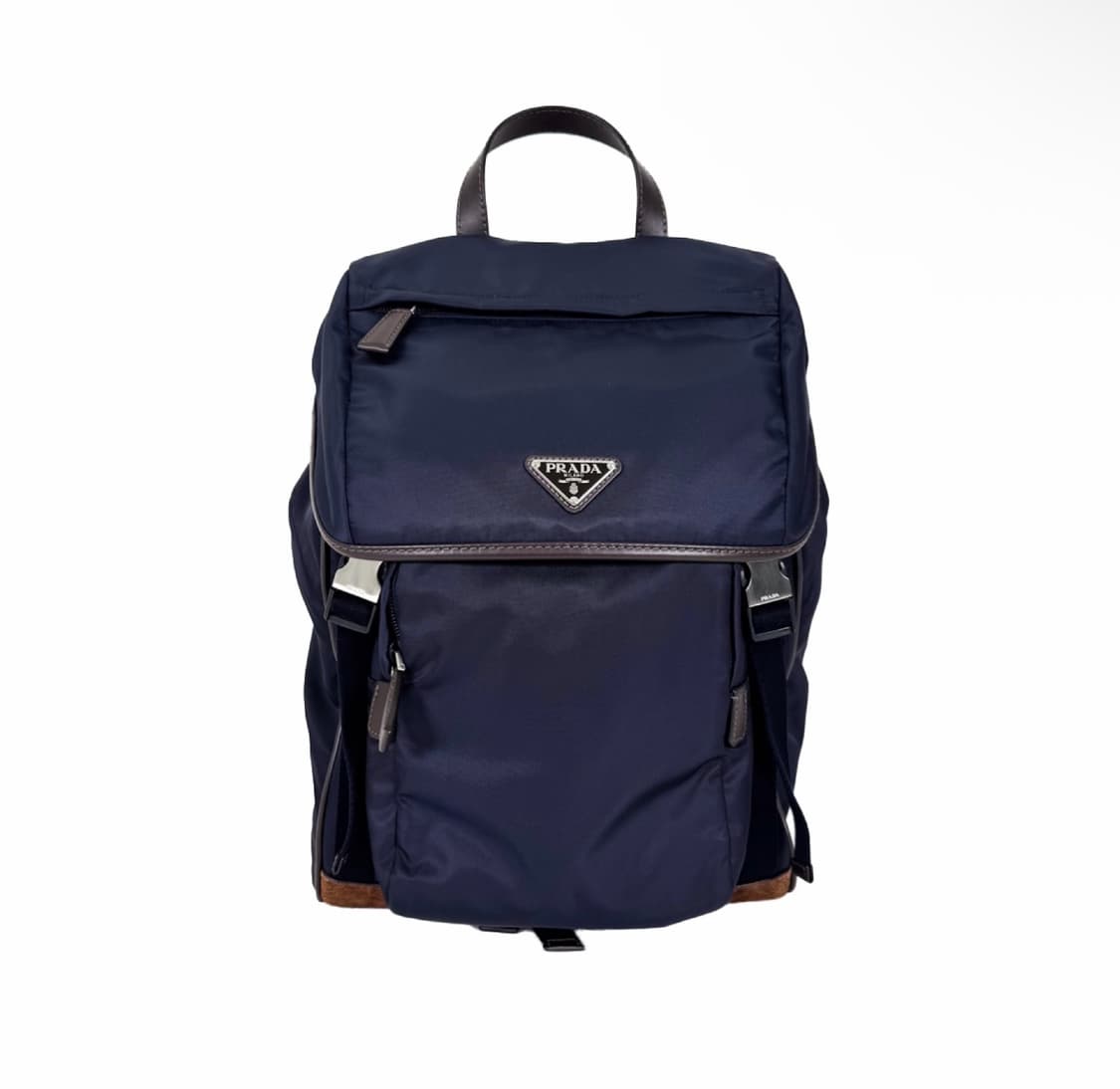 [OS] 프라다 남성 25ss 리나일론 스웨이드 레더 백팩 블루 커피 상품이미지1