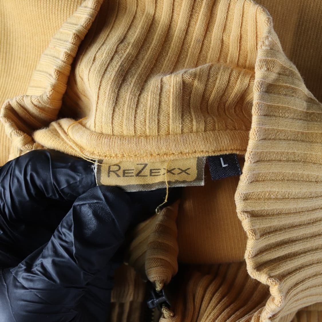 REZEXX 올드스쿨 패치워크 하이넥 니트 집업 자켓 L 상품이미지6