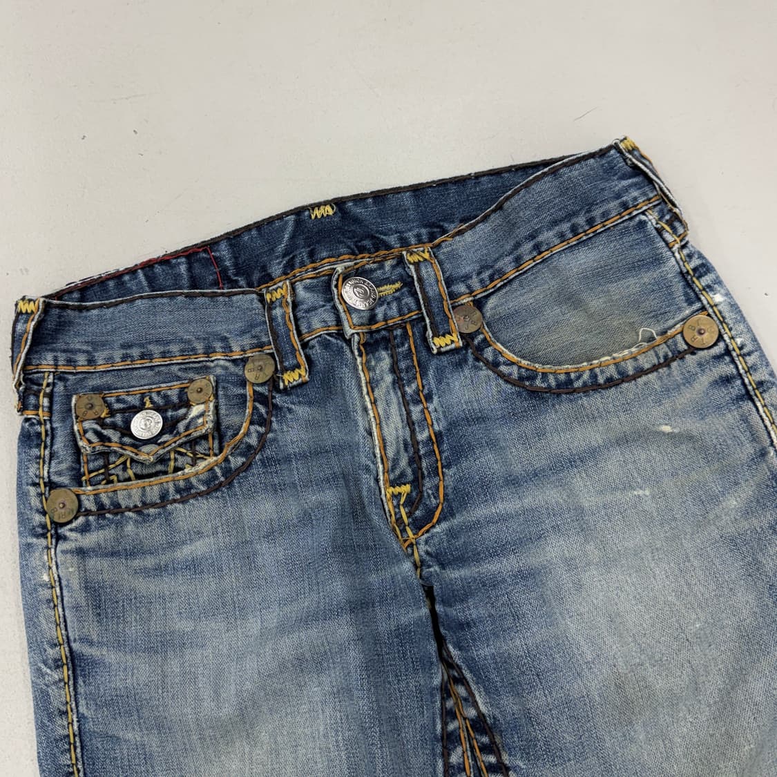 트루릴리전 Y2K 빌리슈퍼티 스티치 와이드 워싱 데님팬츠 상품이미지4