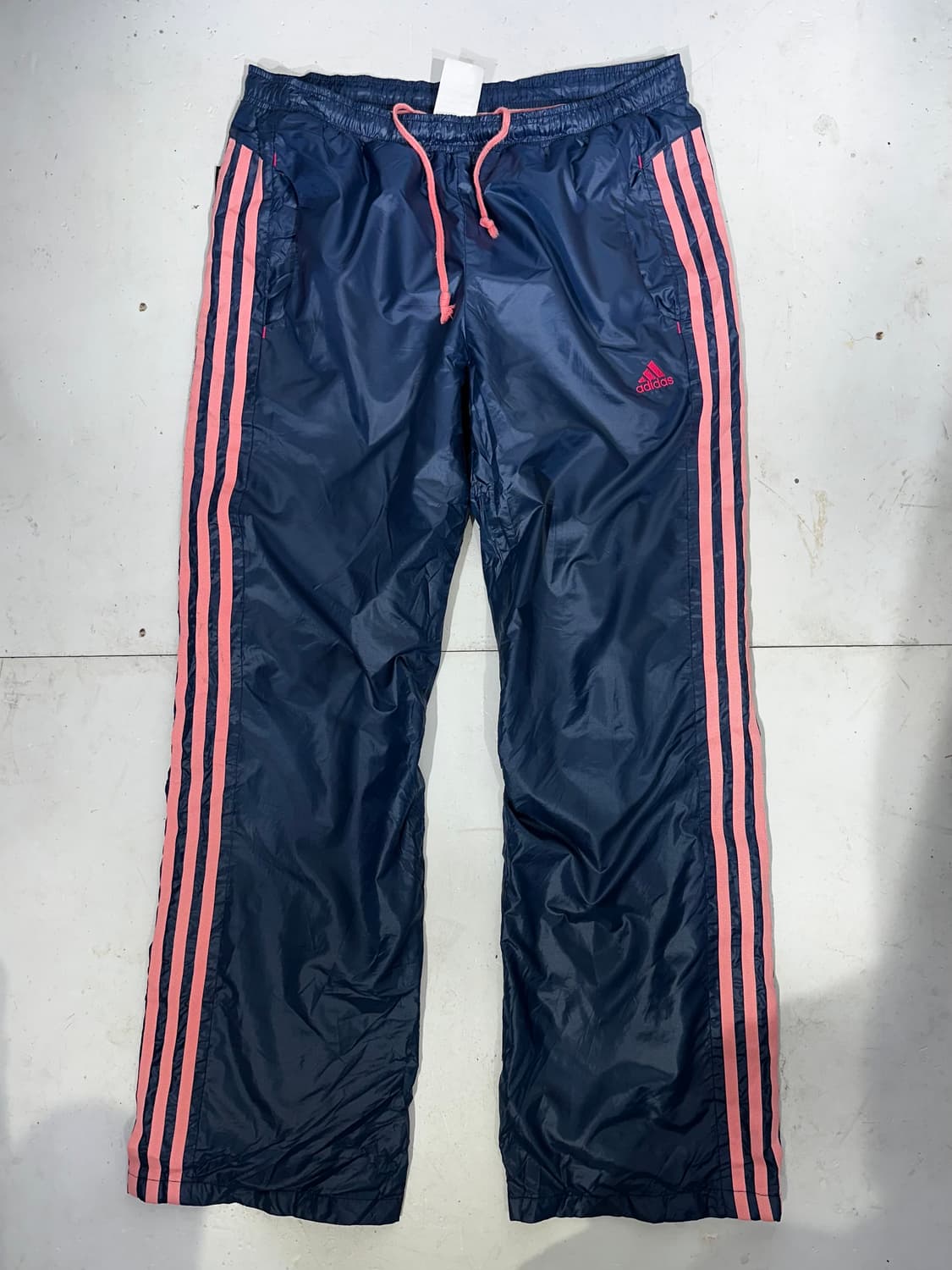 아디다스 네이비 핑크 삼선 스몰 로고 와이드 트랙 팬츠 L 상품이미지4