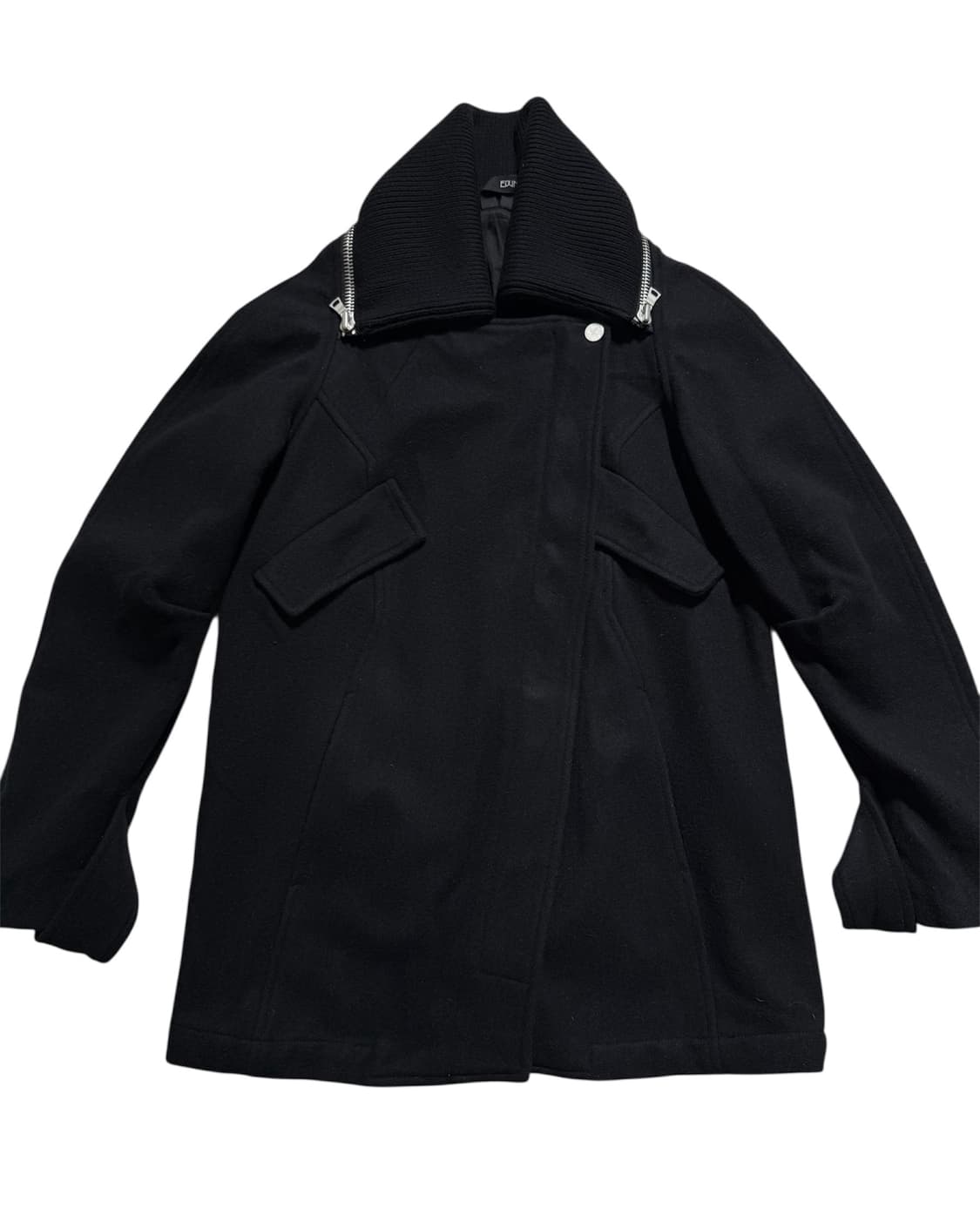 EDUN 빅 카라 지퍼 디테일 모직 자켓 상품이미지3