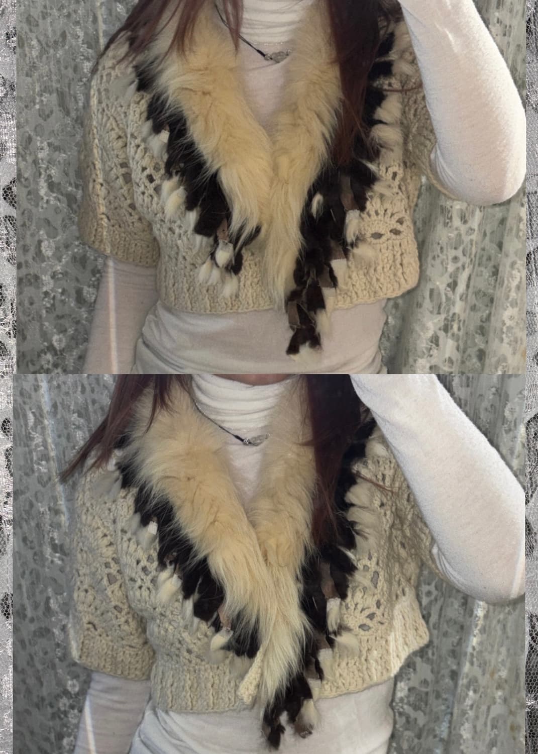 White fur knite cardigan 상품이미지4
