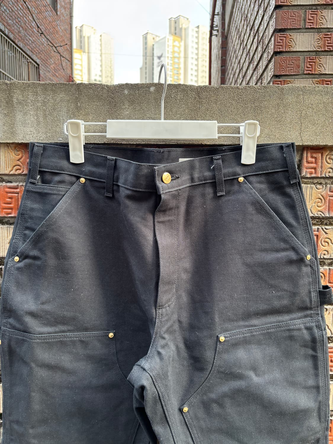 Rare) 칼하트 더블니 블랙 34x30 민트급 usa생산 노동자마크 상품이미지2