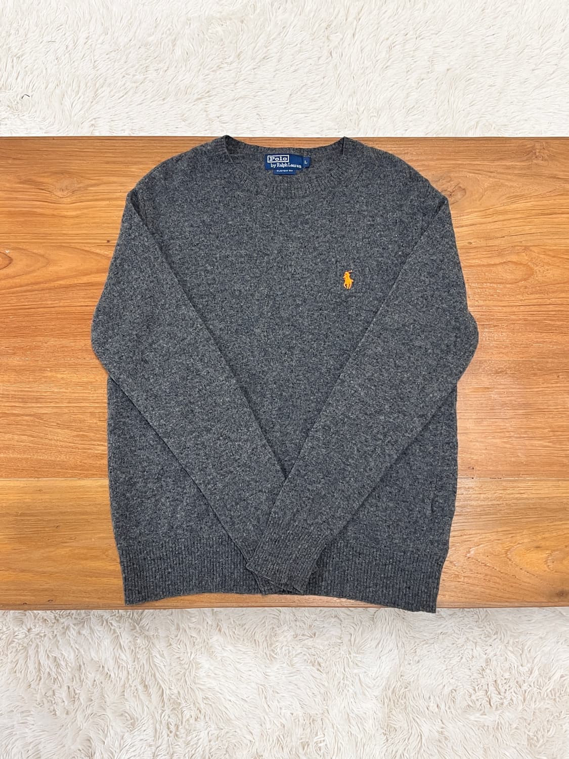 폴로 랄프로렌 크루넥 울 니트 스웨터(그레이) 상품이미지1