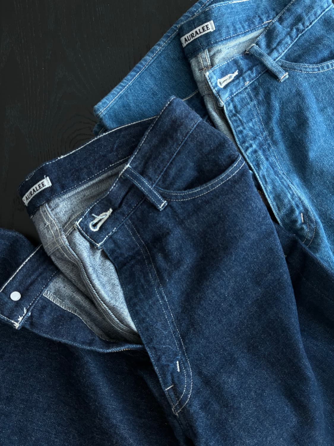 오라리 셀비지 라이트 데님 3사이즈 2벌 일괄 판매 상품이미지1