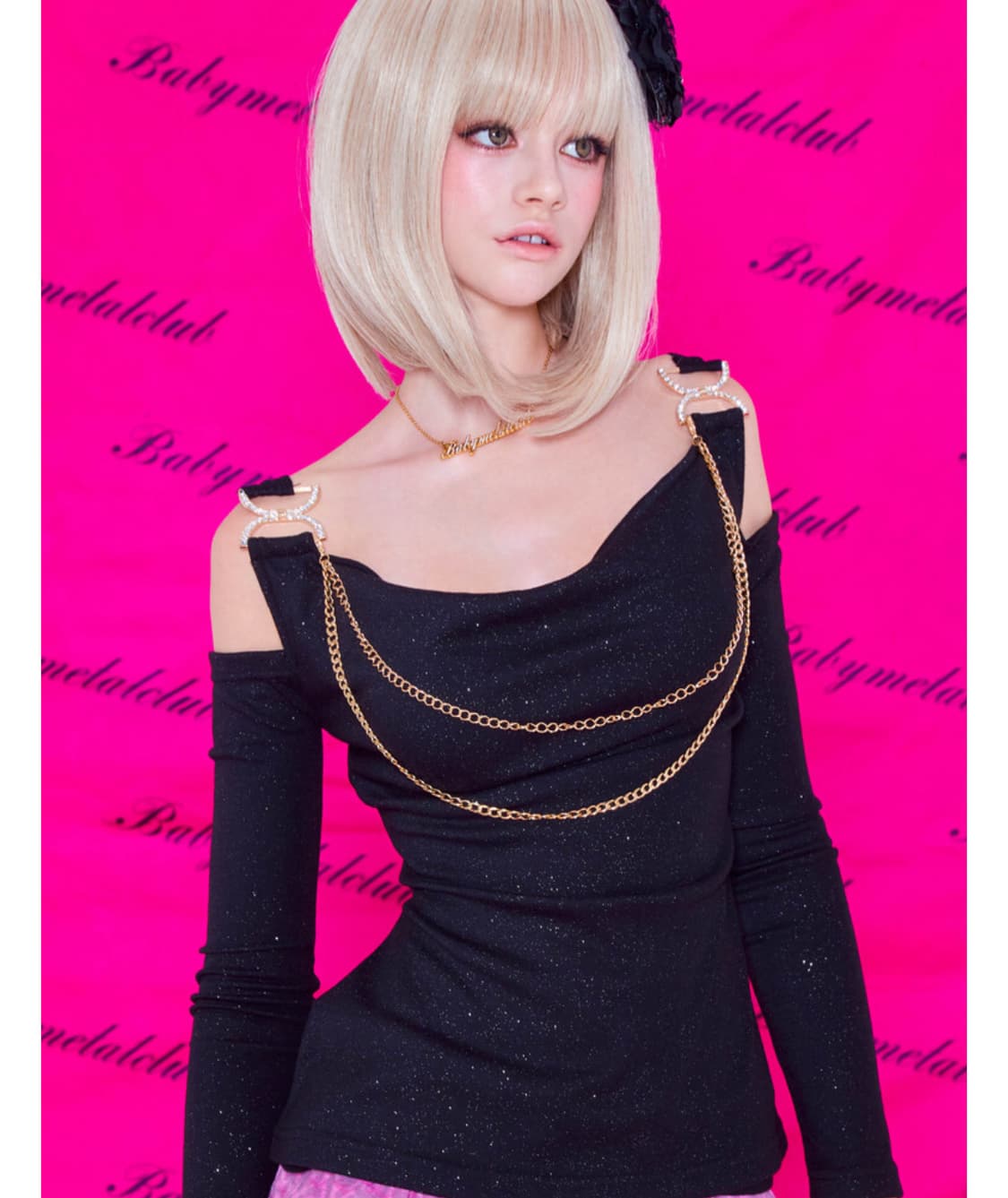 베이비메탈클럽 샤이니 돌 탑(black) 갸루 오네갸루 상품이미지1