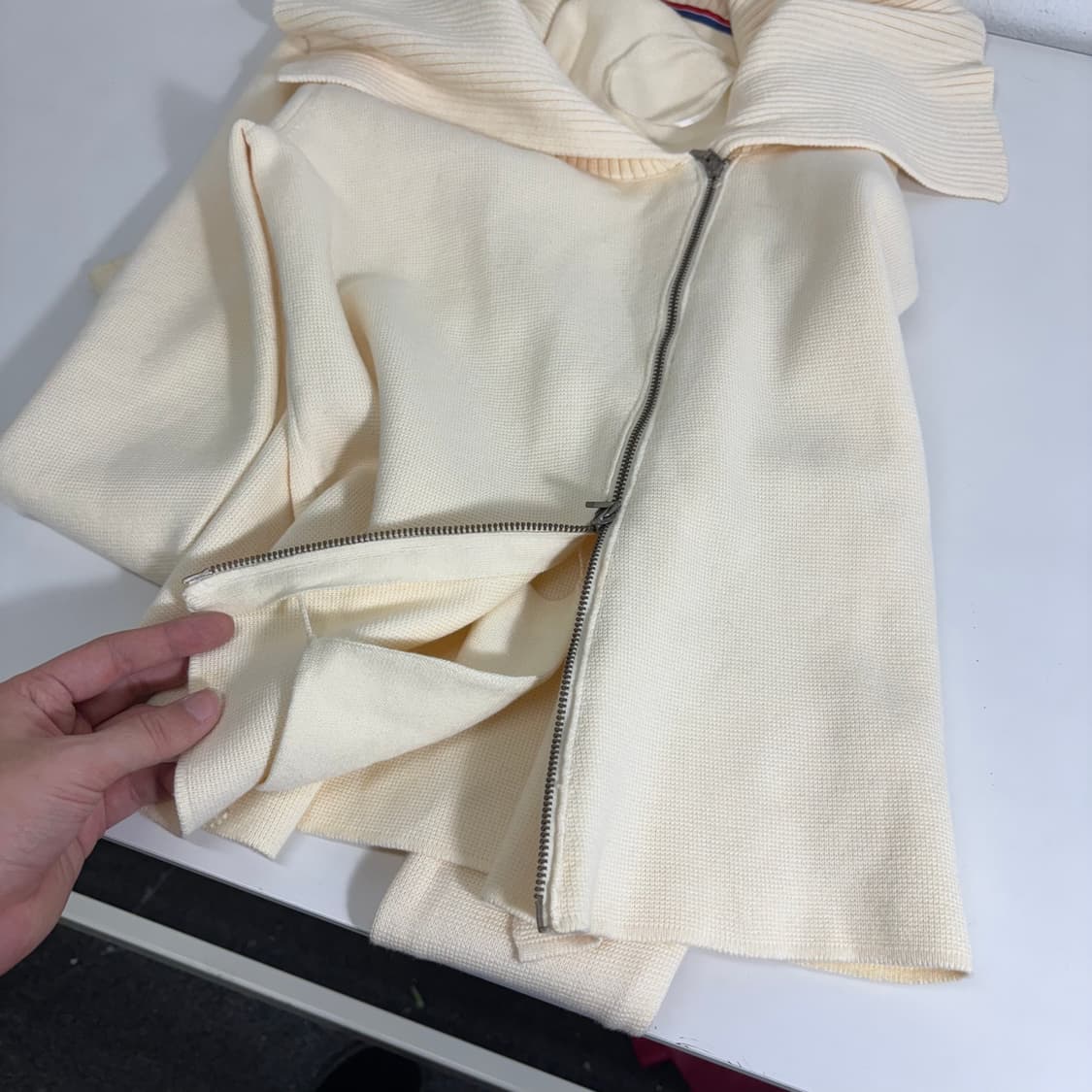 우먼M 타미힐피거 아이보리 오픈카라 니트집업 상품이미지5