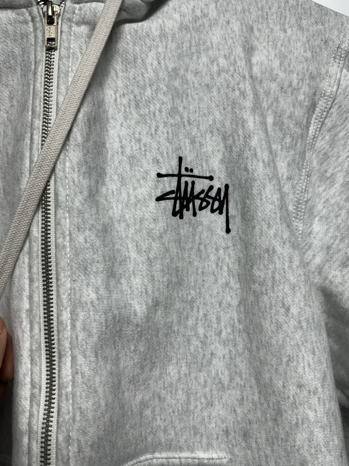 스투시 베이직 로고 후드집업 L 애쉬헤더 상품이미지4