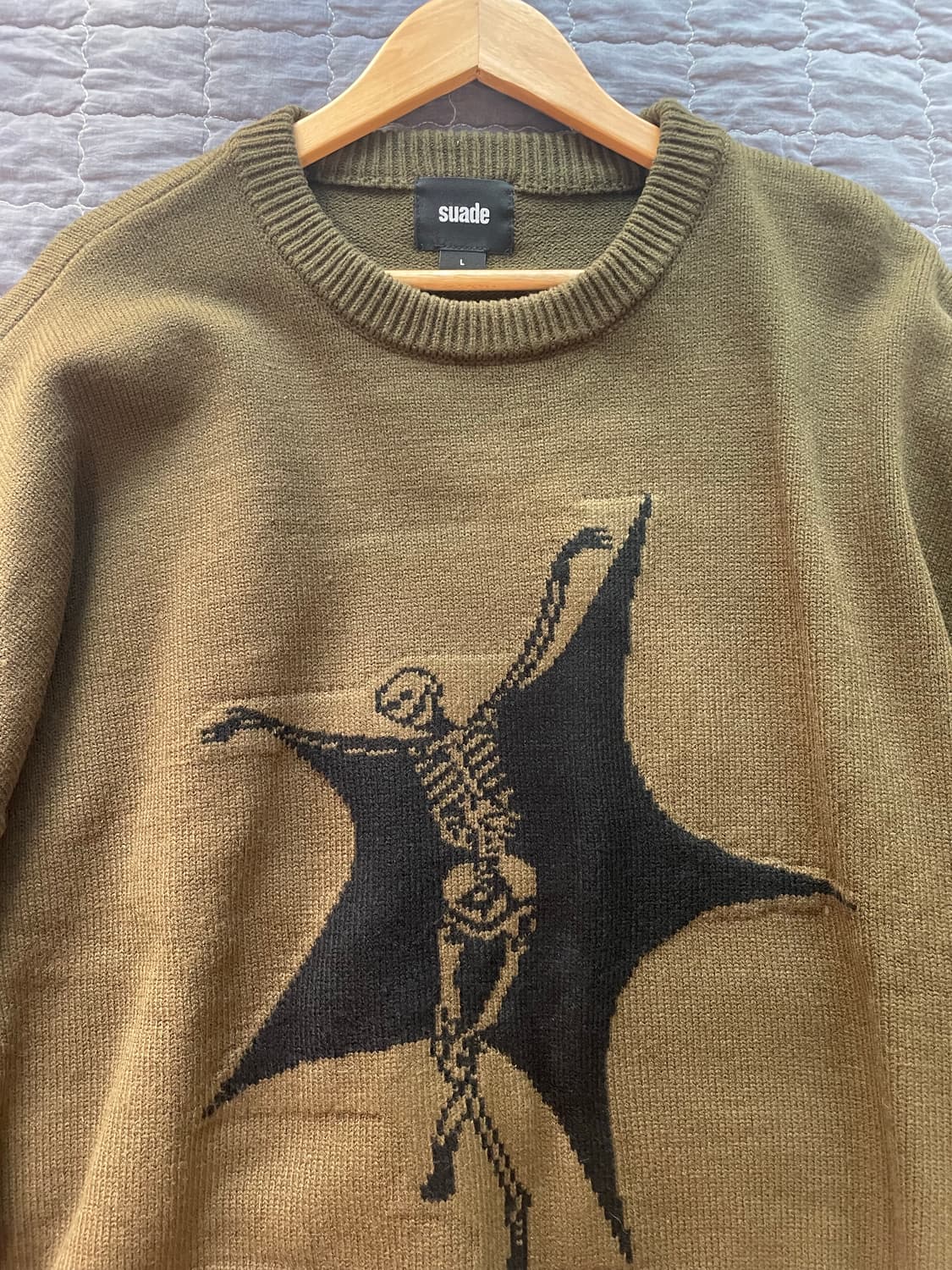 SUADE 스컬 스타 니트 올리브 상품이미지7