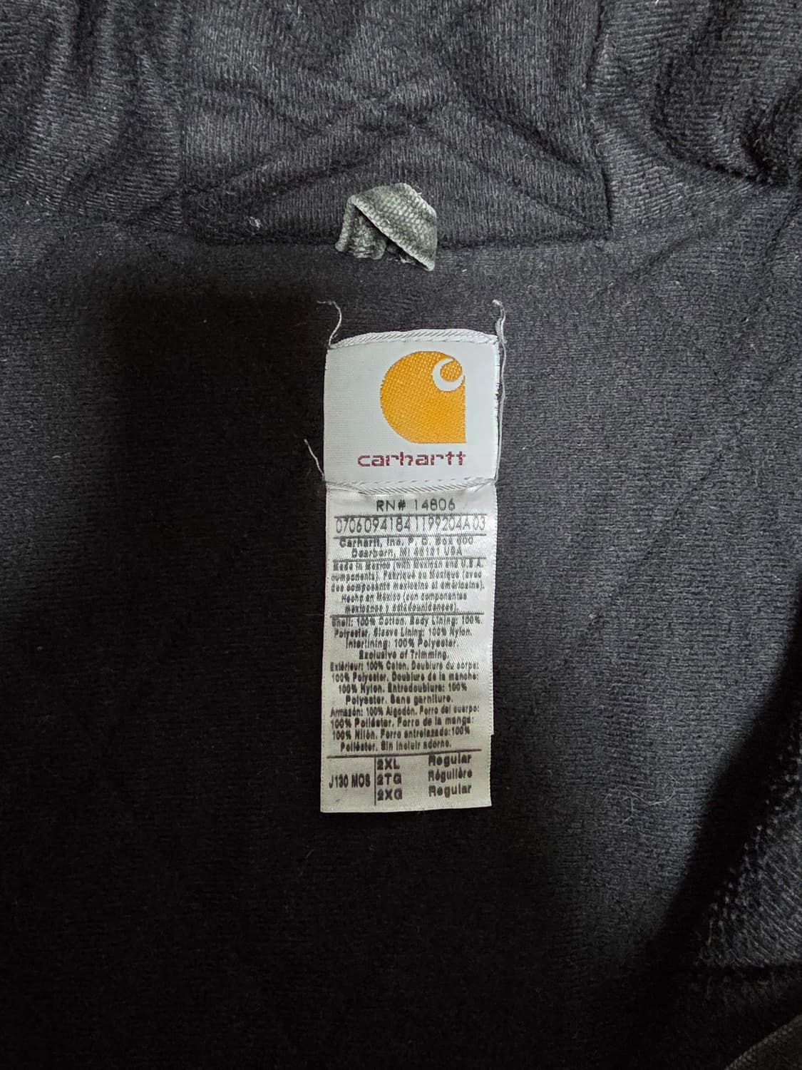 칼하트 J130 MOS 2XL 덕 액티브 후드자켓 모스그린 상품이미지3