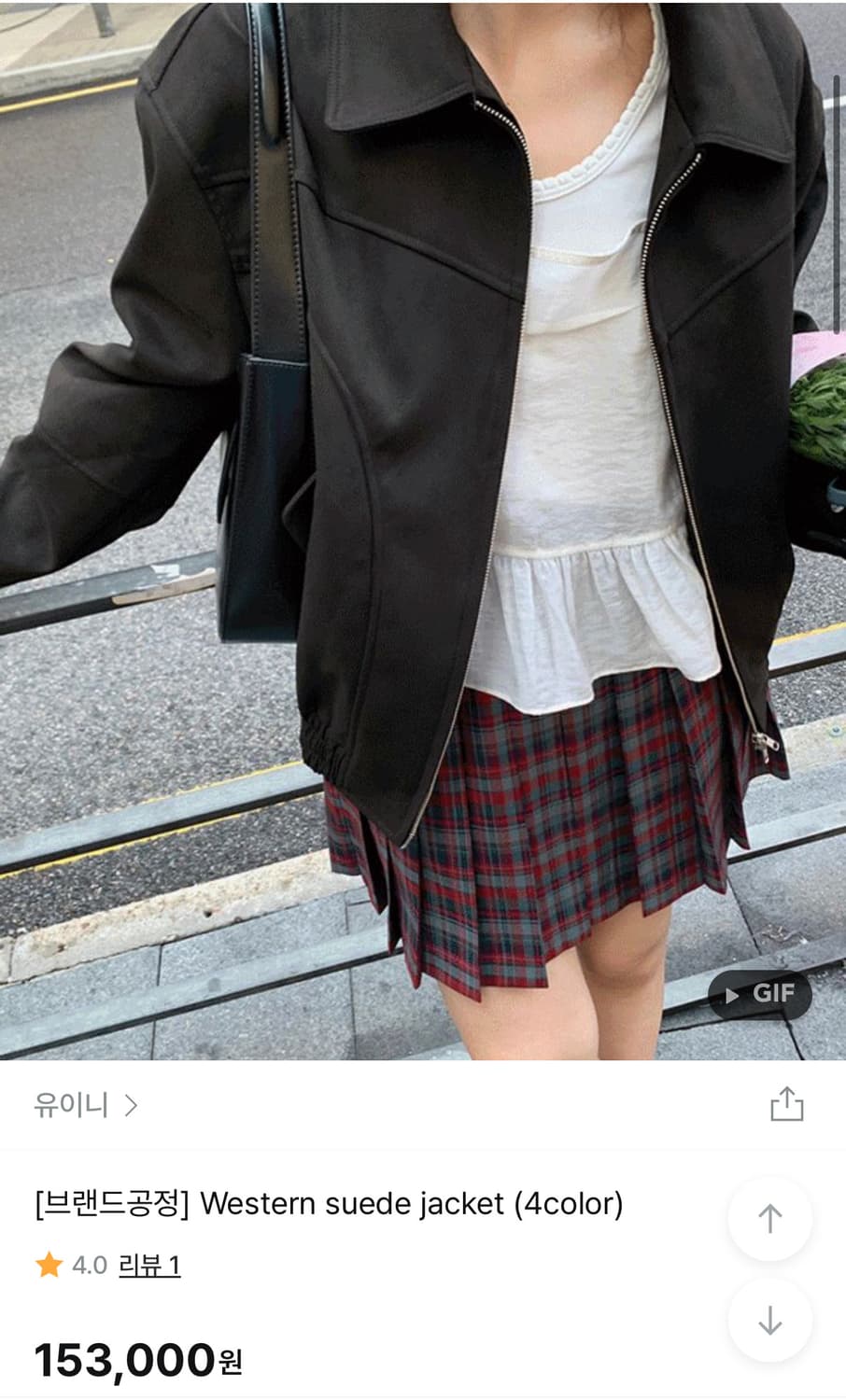 유이니 웨스턴 스웨이드 자켓 블랙 상품이미지1