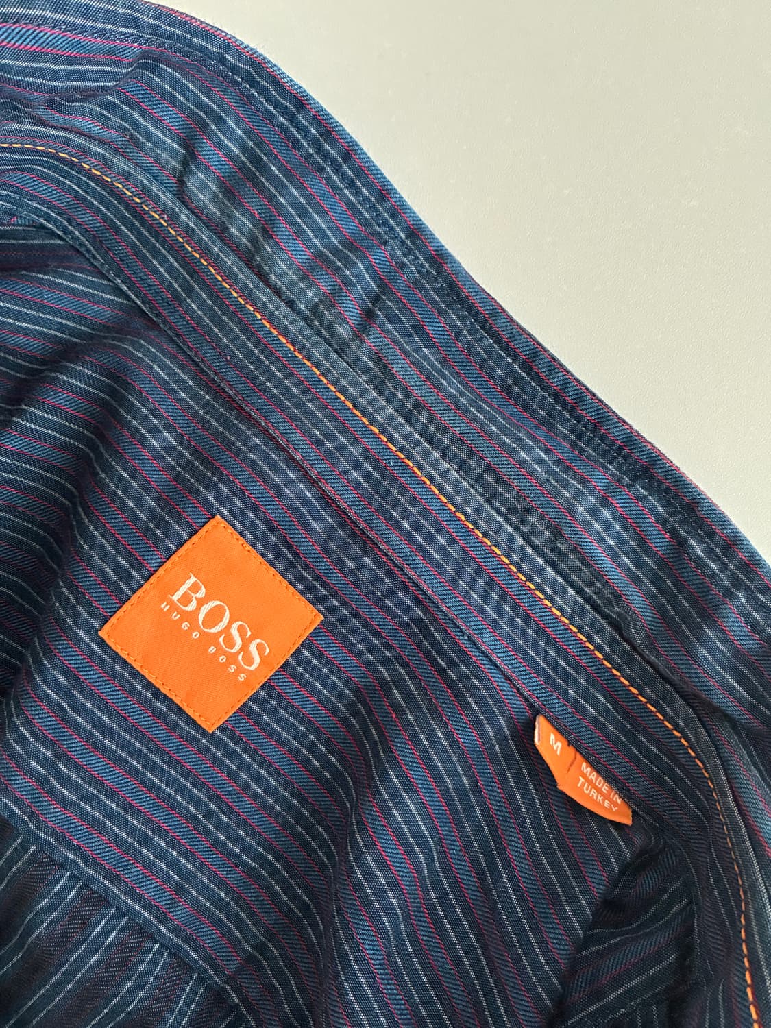 M) 휴고 보스 슬림핏 스트라이프 셔츠 네이비 상품이미지8