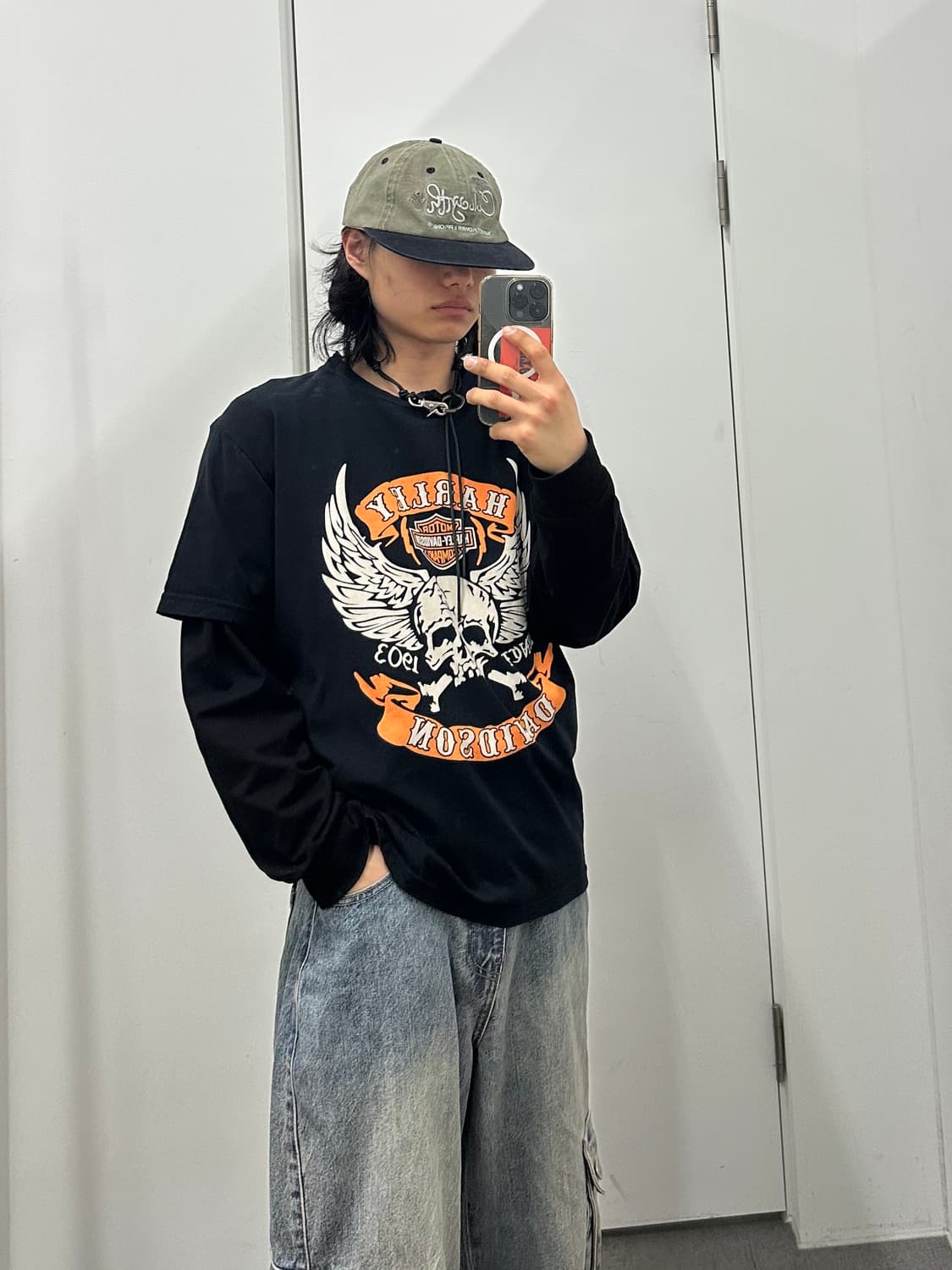 할리데이비슨 스컬 프린팅 반팔티 상품이미지1