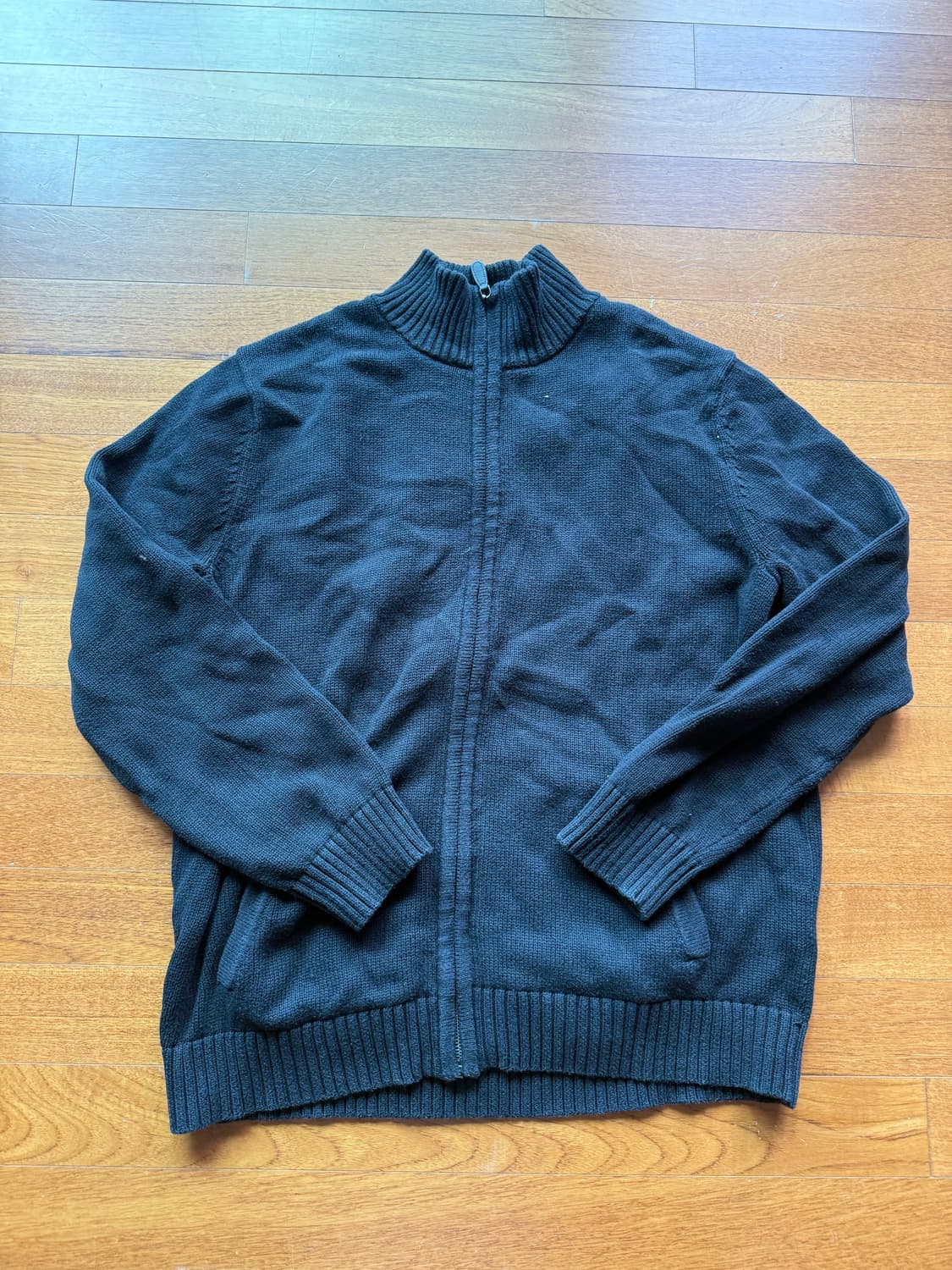 엘엘빈 블랙 코튼 집업 가디건 상품이미지1