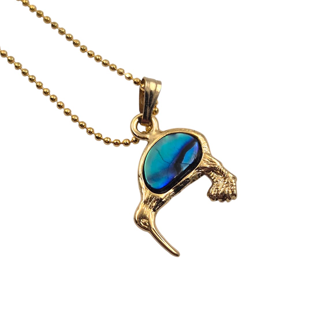 80s 뉴질랜드 파우아 자개 22k 키위새 목걸이 상품이미지4