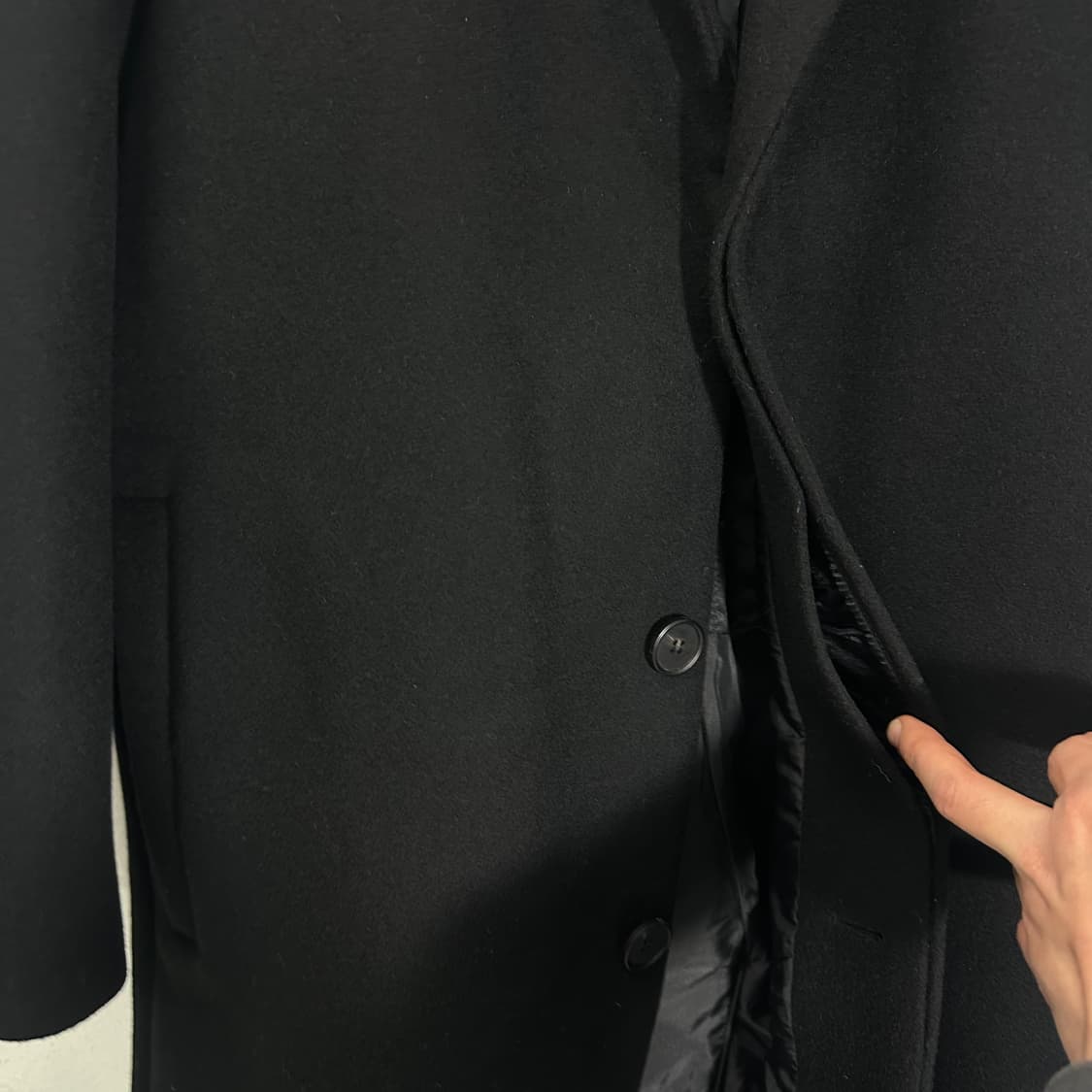 M 드로우핏 블랙 캐시미어혼방 롱 싱글코트 상품이미지3