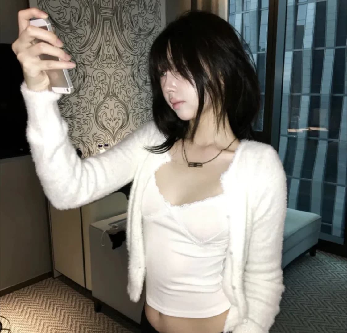 화이트 앙고라 가디건 상품이미지1