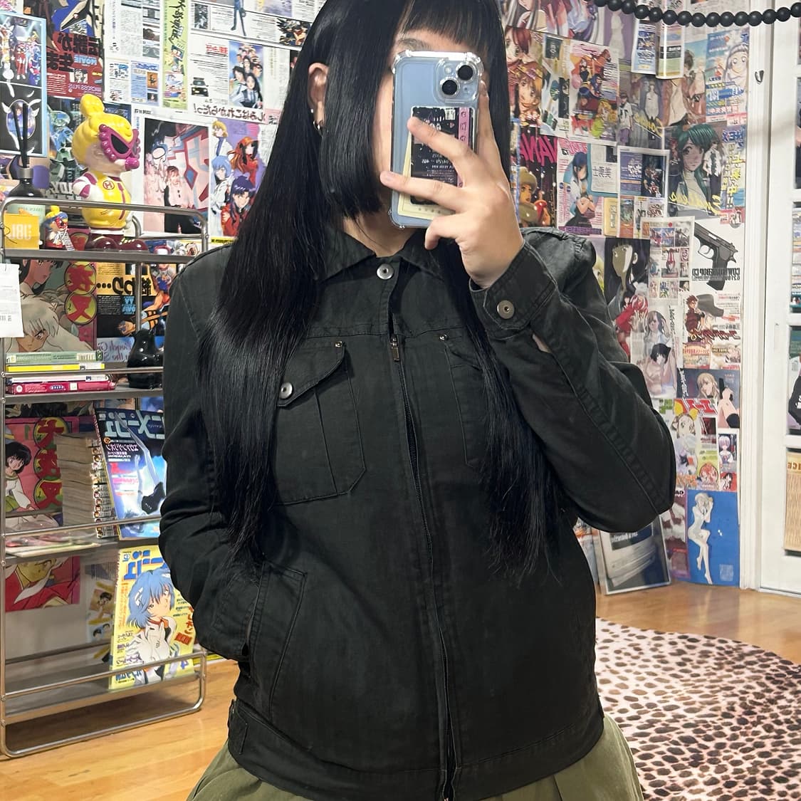 JPN 블랙 펑크 락시크 코튼 셔츠 집업 상품이미지1