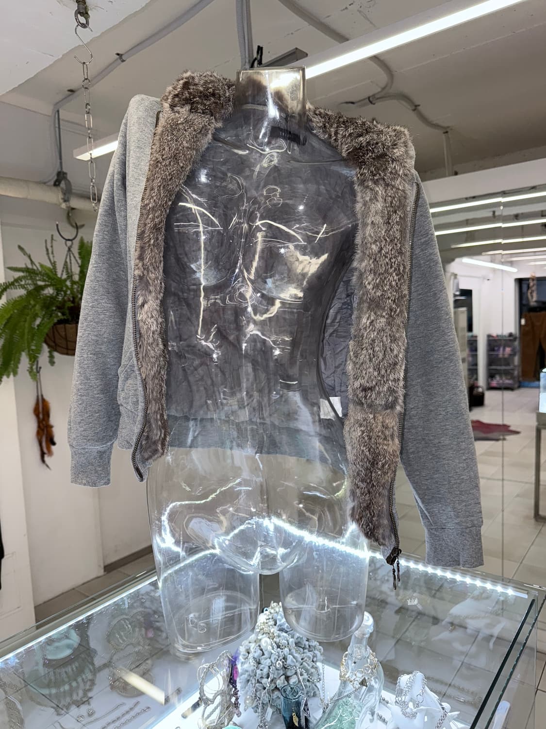 fur trim zip up hoodie 상품이미지1