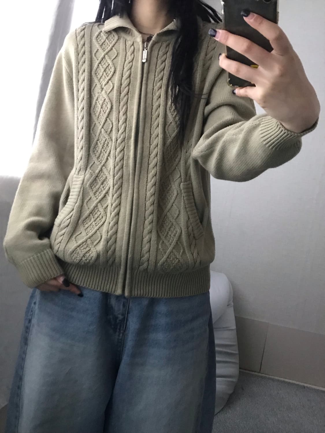 빈폴 카키 니트집업 상품이미지4