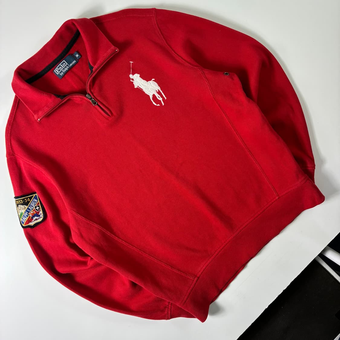 Polo  폴로 랄프로렌 스키팀 빅포니 레드 코튼 반집업 맨투맨 상품이미지2