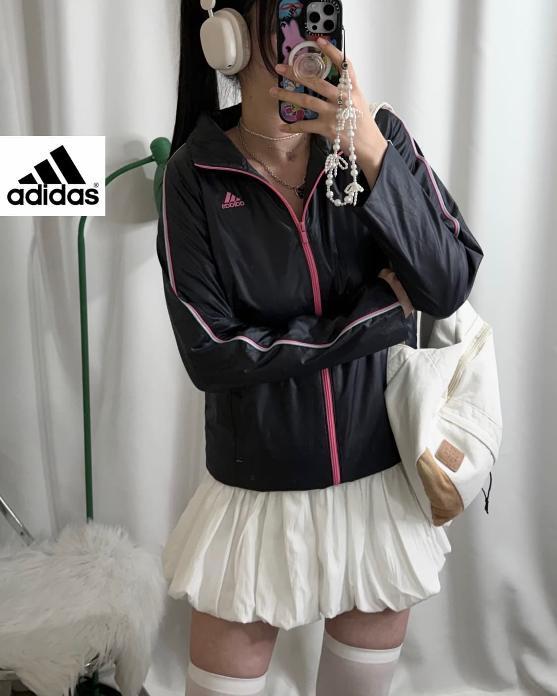 아디다스 딥 네이비 & 핑크 패딩 자켓 상품이미지1