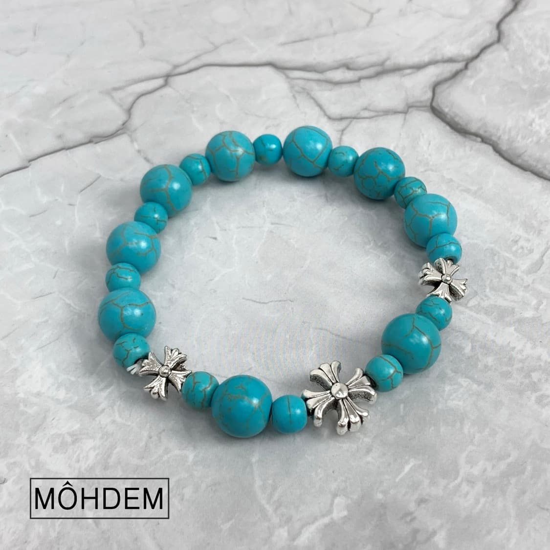 [Unisex] 크로스 터키석 원석 팔찌 상품이미지5