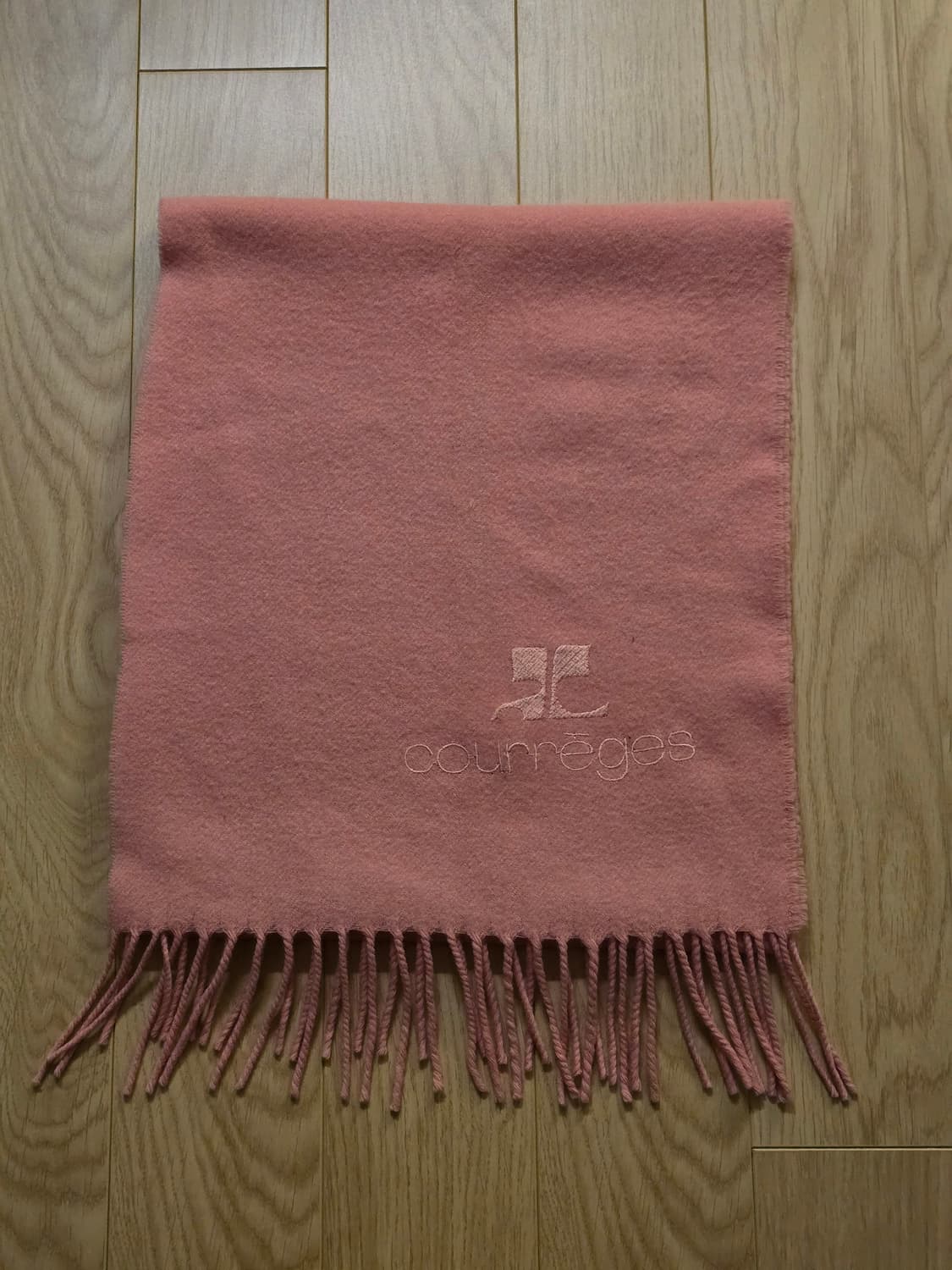 Courreges 꾸레쥬 로고 핑크 울 머플러 상품이미지1