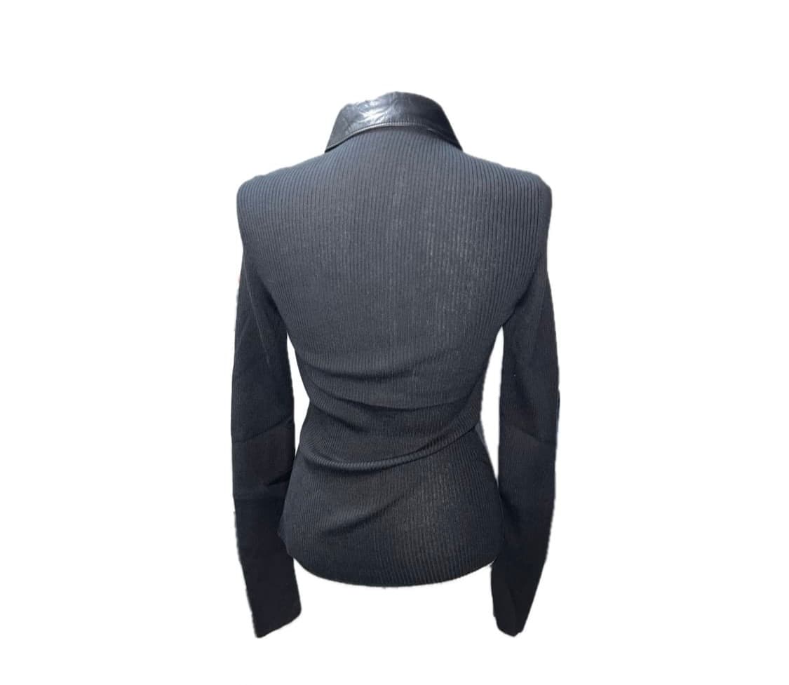 italian leather trim slim shirt 레더 셔츠  상품이미지2