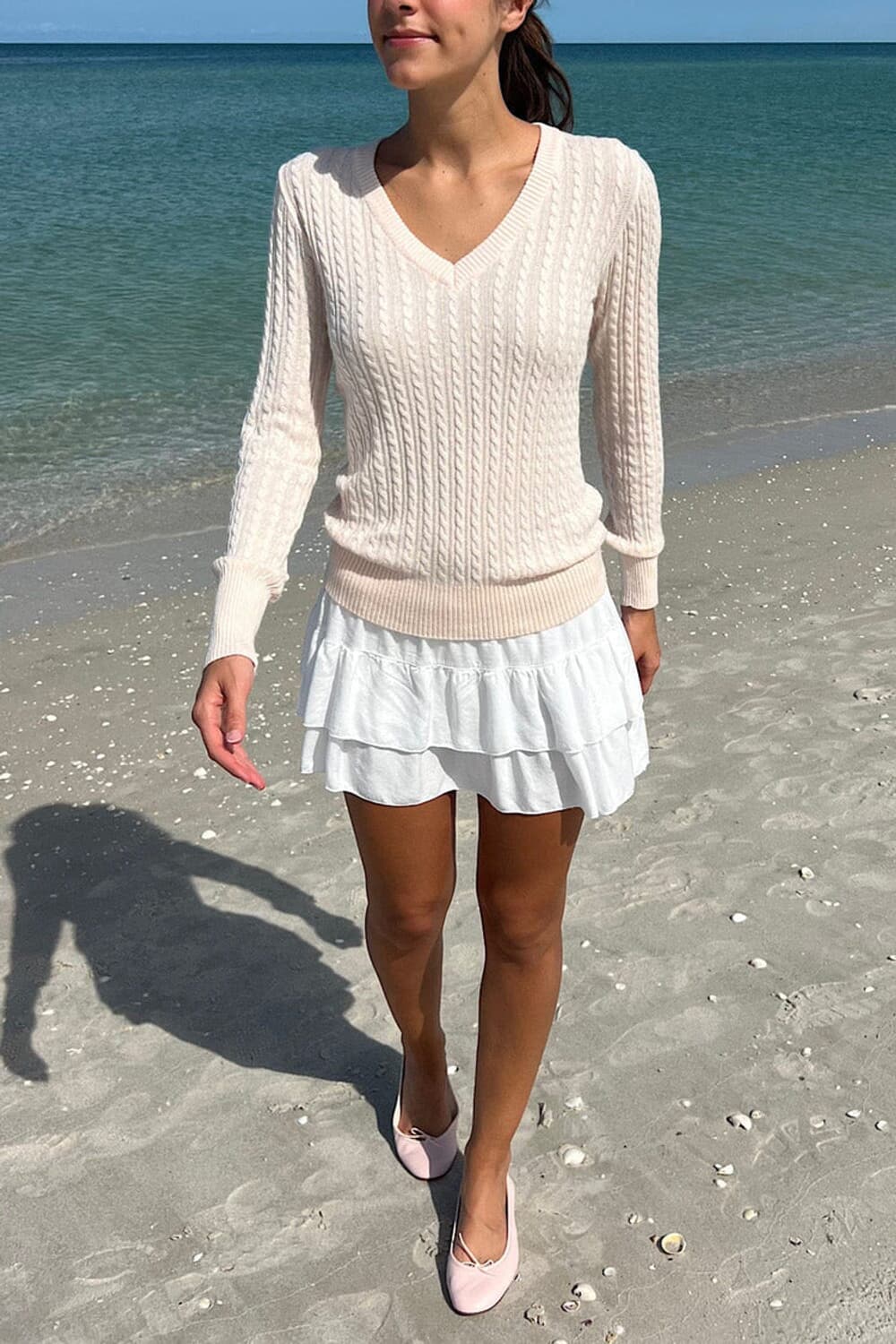 브랜디멜빌 케이블 피치 브이넥 니트 상품이미지3