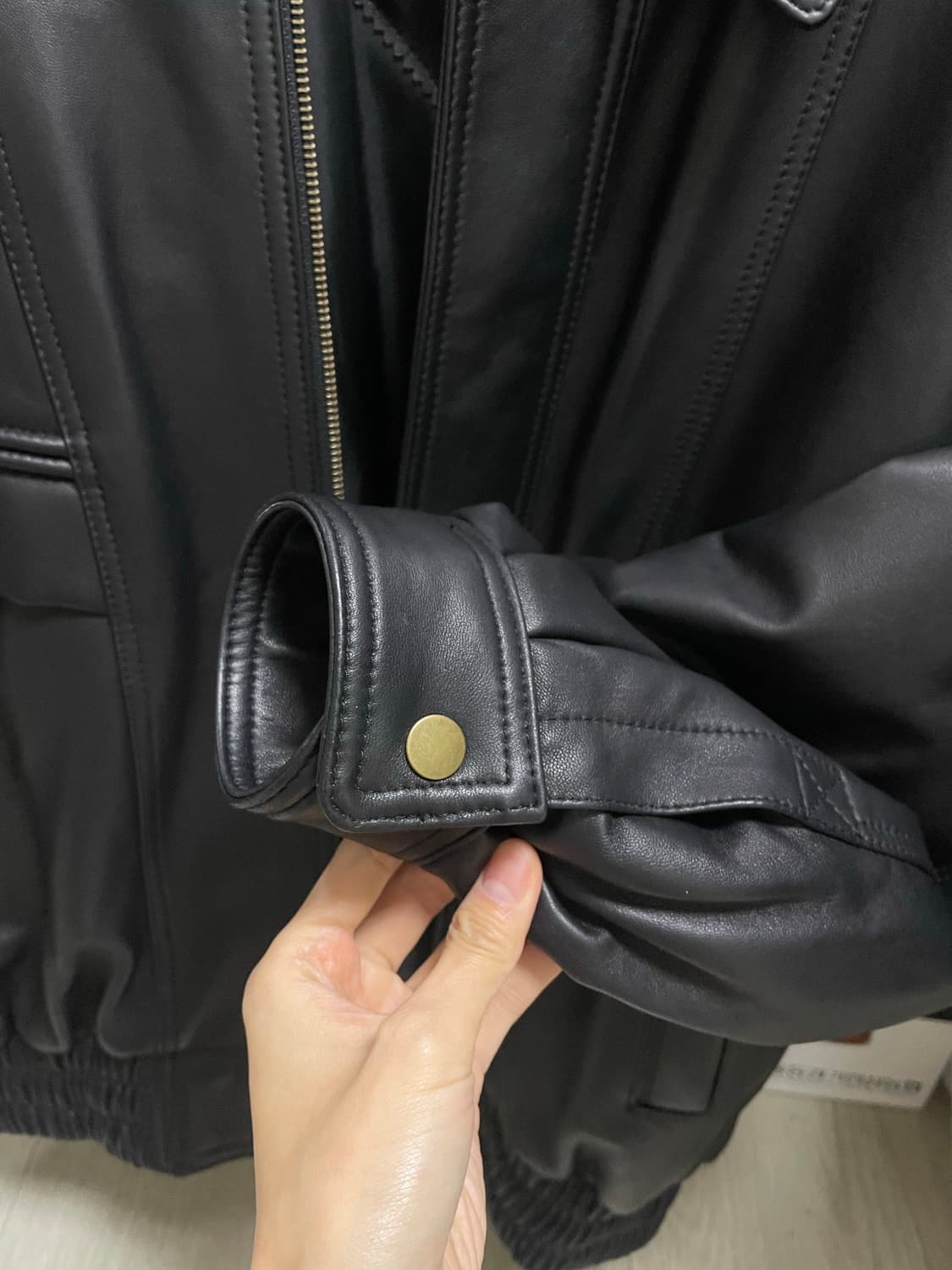 글로니 G LEATHER JACKET (BLACK) /양가죽, s 사이즈 상품이미지5