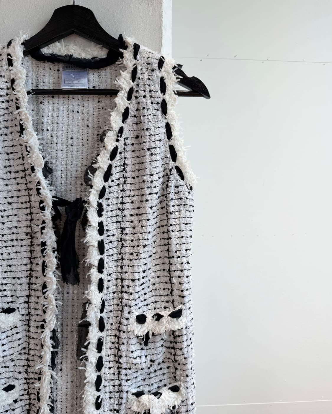 샤넬 화이트 05s 트위드 롱 베스트 자켓  상품이미지5