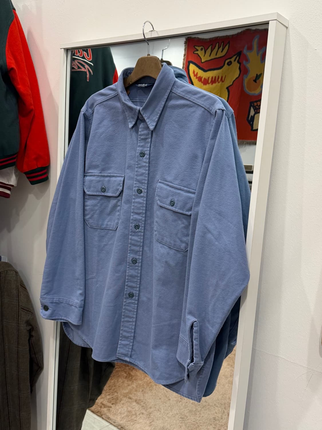 80s Woolrich 울리치 헤비 코튼 플란넬 워크 셔츠 (USA) 상품이미지1