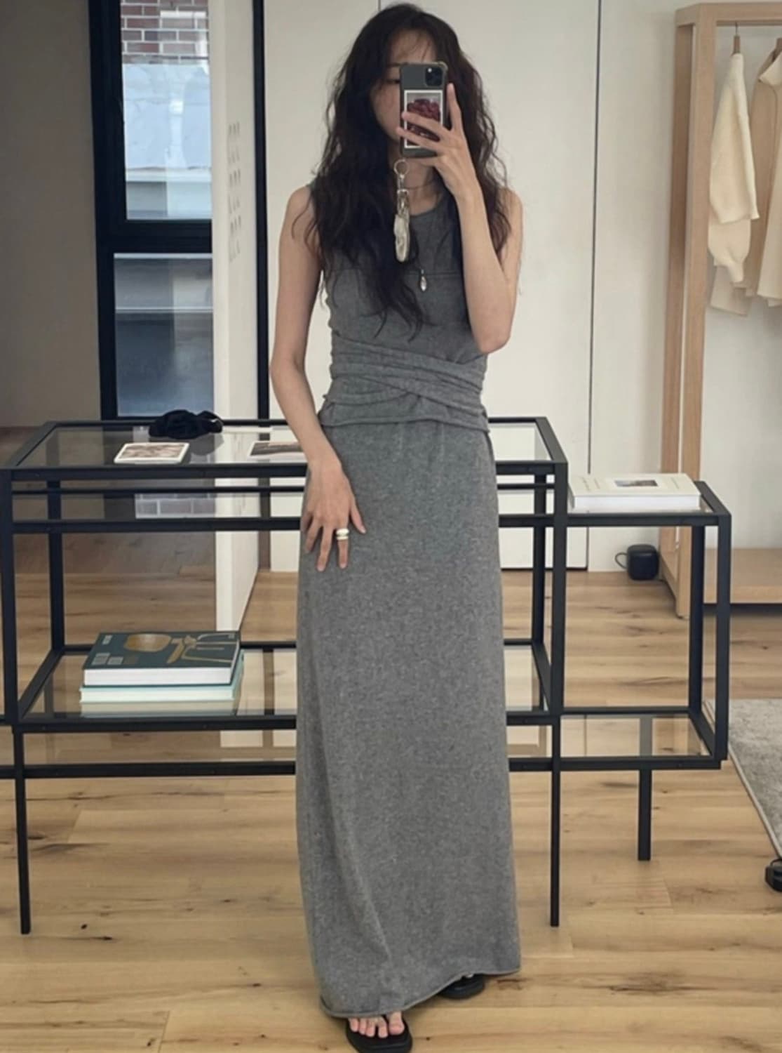 르셉템버 르917 캐시미어 블렌드 니트 튜브 탑 그레이 상품이미지4