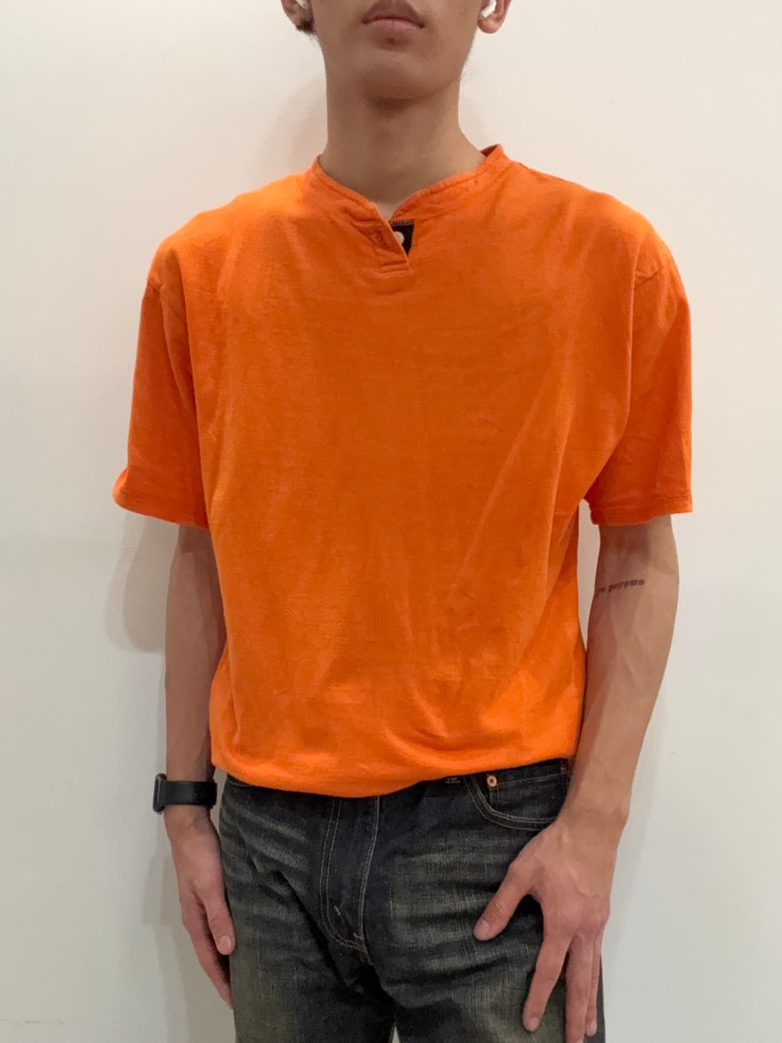 오렌지 헨리넥 반팔 티셔츠 상품이미지4