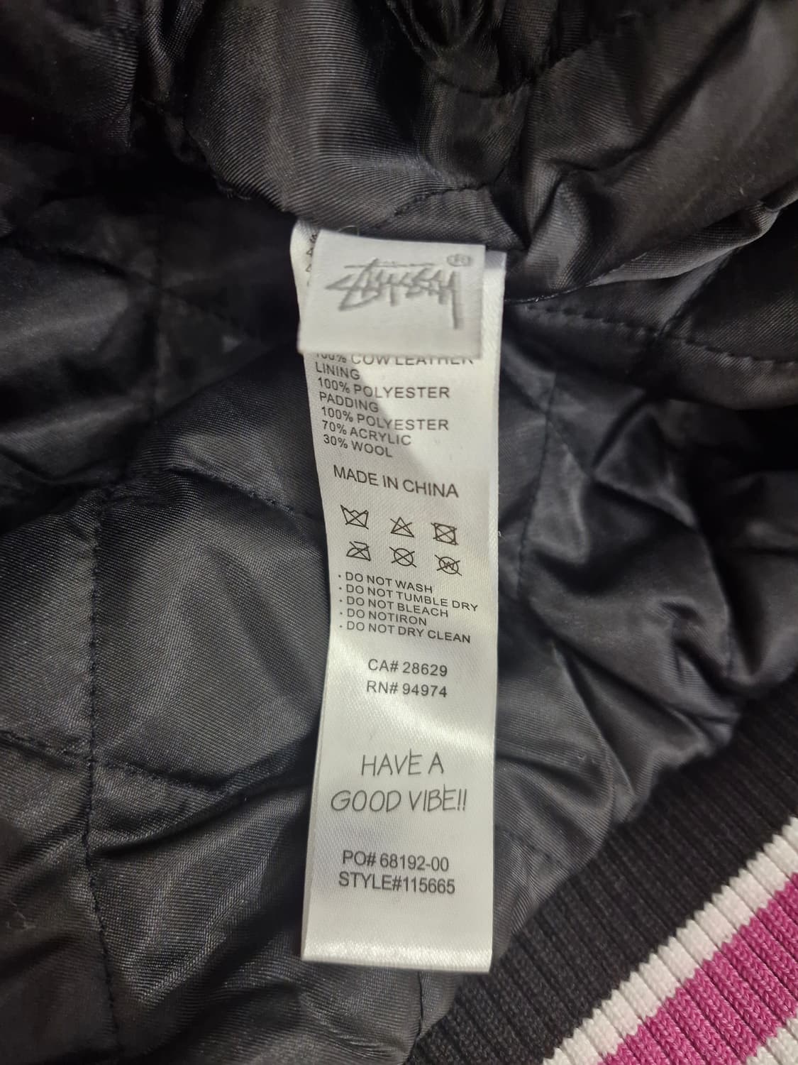 STUSSY 스투시 S 토크 멜튼 바시티 자켓 블랙 상품이미지5