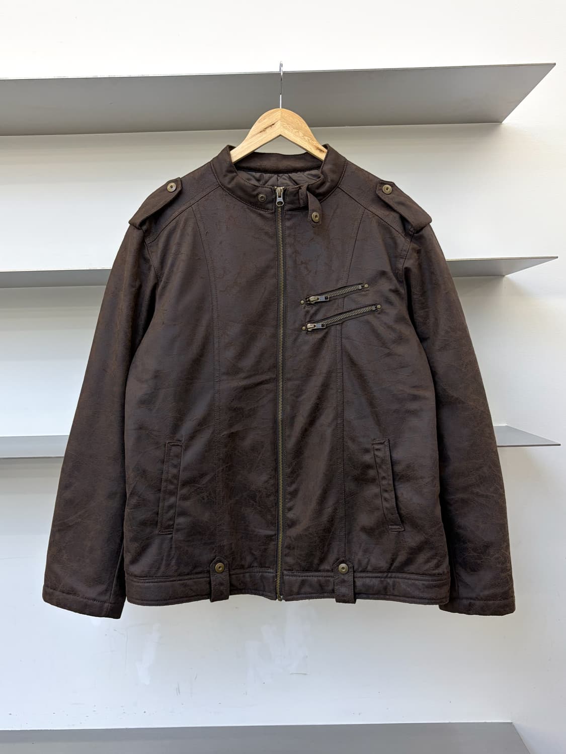 간사이 야마모토 크래클 바이커 자켓 상품이미지1