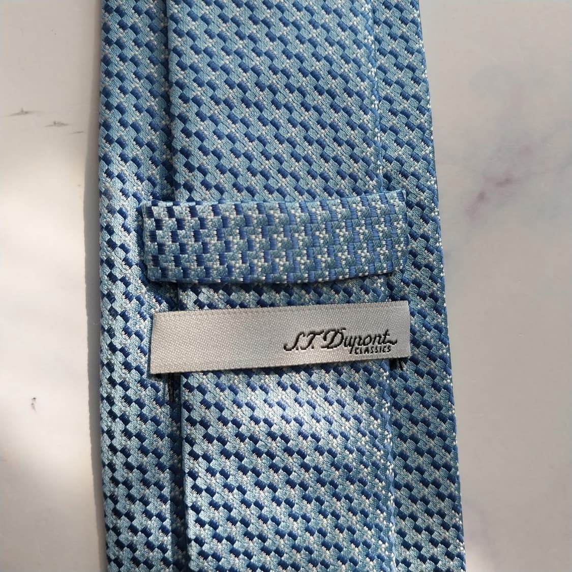 에스.티. 듀퐁 실크 블루 패턴 넥타이 8cm A등급 K2321 상품이미지9