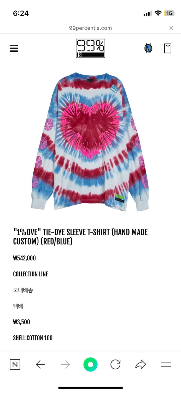 99%is TIE-DYE SLEEVE T-SHIRT 타이다이 긴팔 티셔츠 상품이미지3