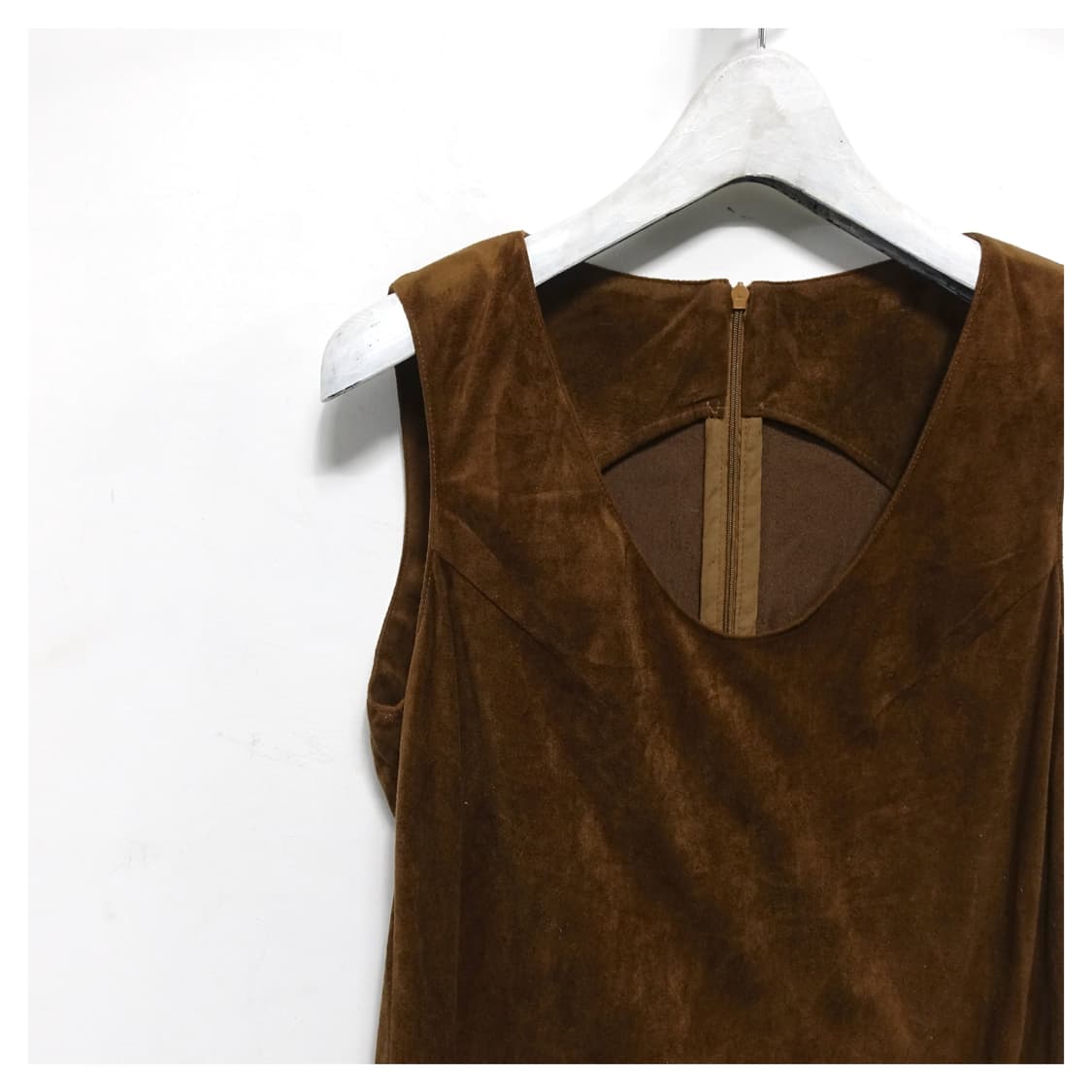 VINTAGE SUEDE  빈티지 브라운 스웨이드 슬리브리스 원피스  상품이미지5