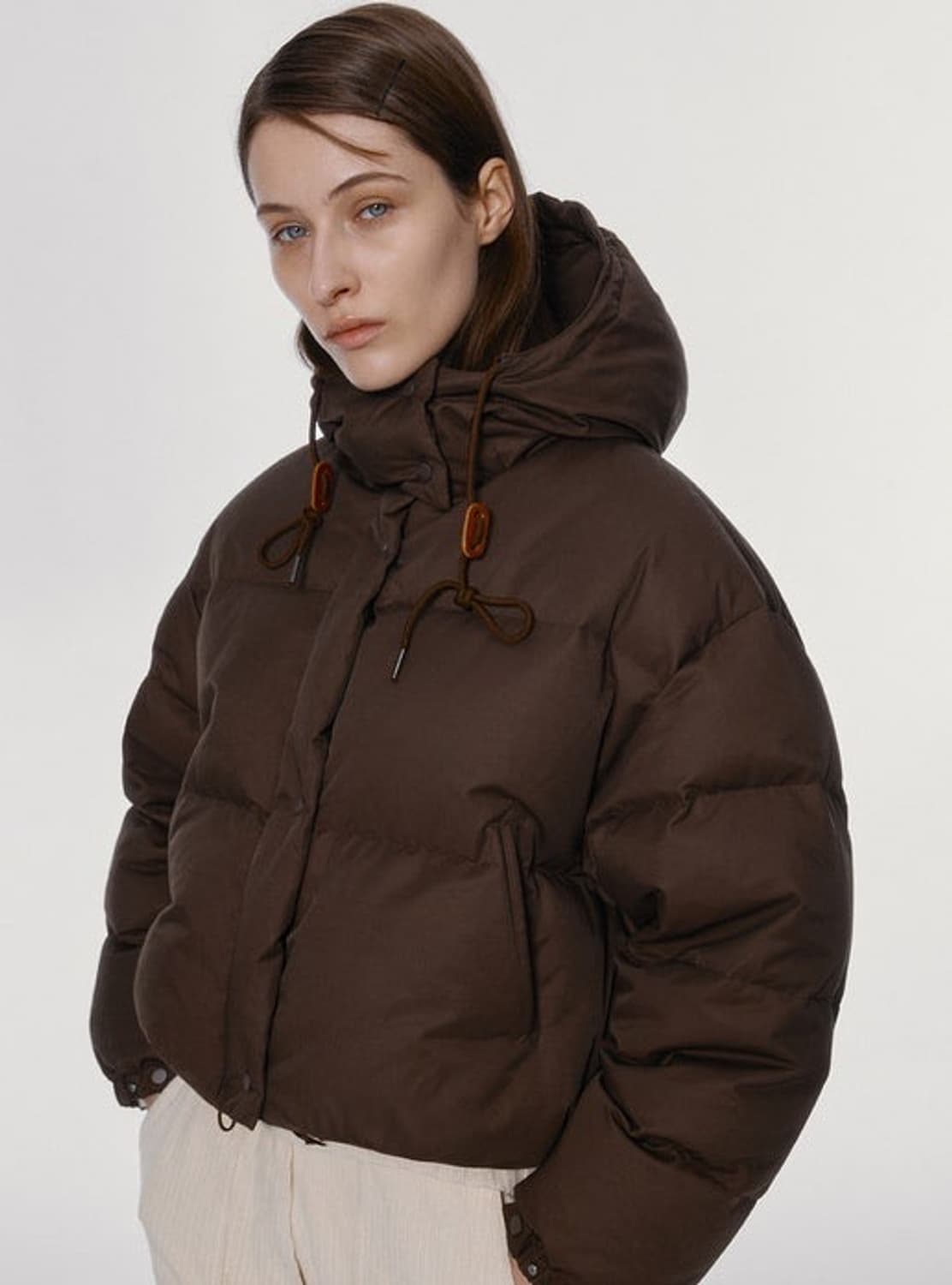 낫띵리튼 페블 크롭 푸퍼 초코 상품이미지2